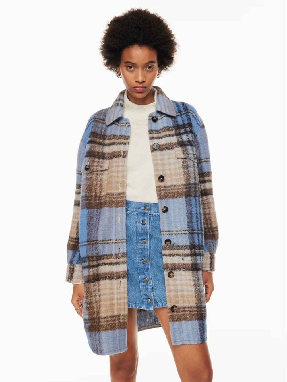 aritzia x Wilfred ganna shirt jacket long plaid